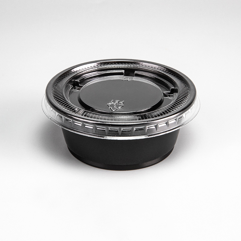 2.5oz Clear or Black Pet Plastic Sauce Cup