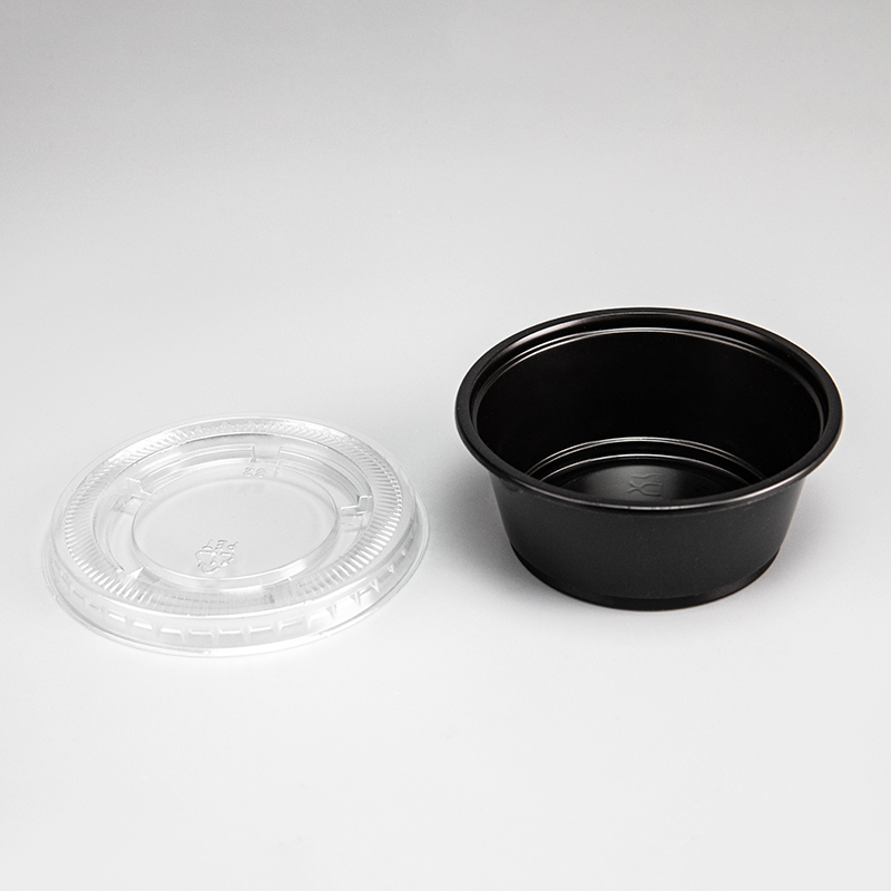 2.5oz Clear or Black Pet Plastic Sauce Cup