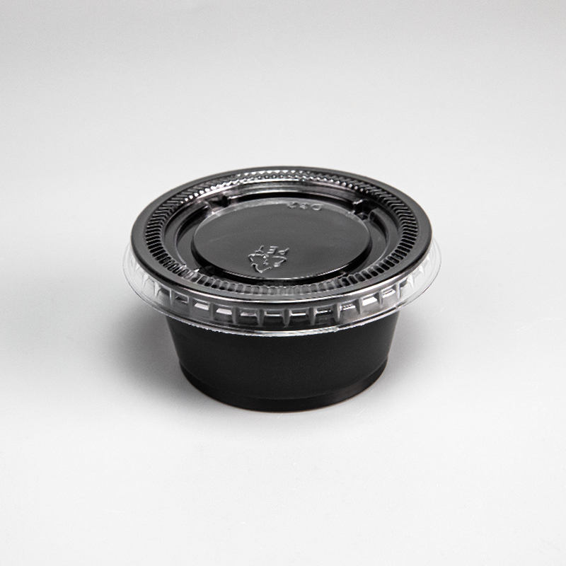 2.0 oz Clear or Black PET Plastic Sauce Cup