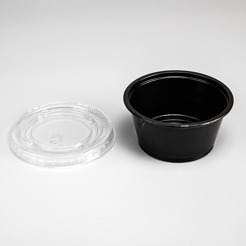 2.0 oz Clear or Black PET Plastic Sauce Cup