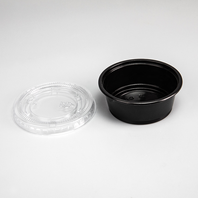 1.5oz Clear or Black Pet Plastic Sauce Cup